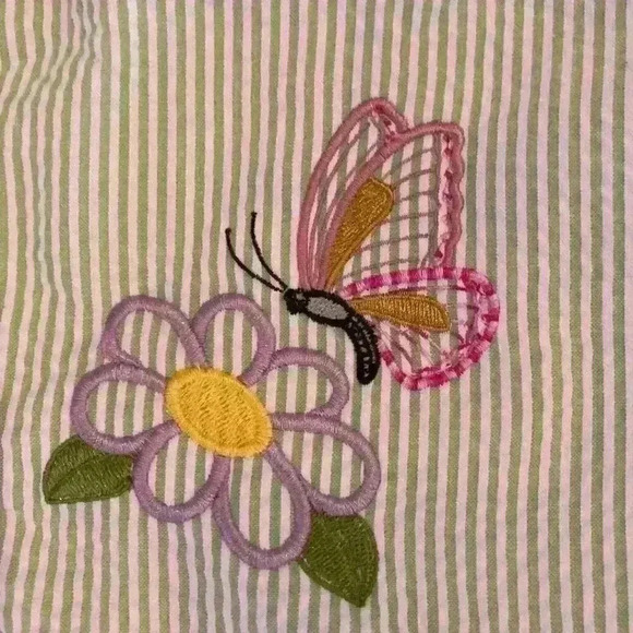 Sling Backpack Green Seersucker Monogrammed Cate butterflies - Picture 4 of 9